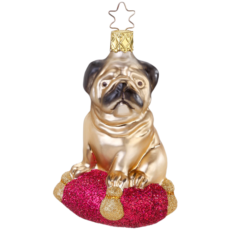 Mops Bruno, fiedeler Mops 9,5cm - Inge-Glas Weihnachtsschmuck