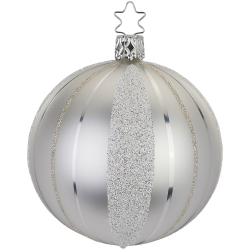 Weihnachtskugel traditionelle Streifen, silber Ø 8cm - Inge-Glas Weihnachtsschmuck