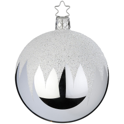 Weihnachtskugel Schneedach, silber glänzend Ø 8cm - Inge-Glas Weihnachtsschmuck