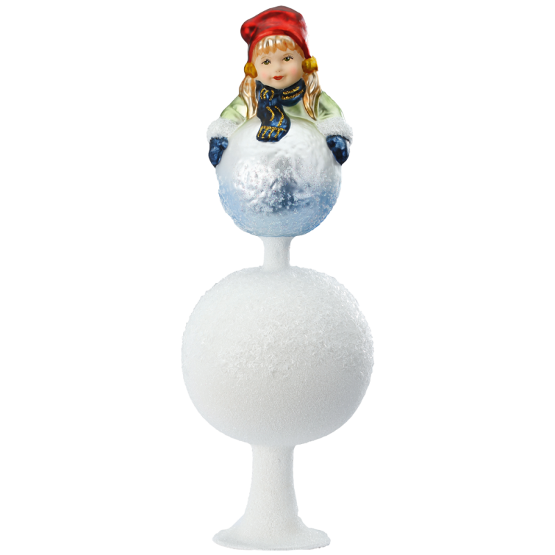 Spitze, Figuren Christbaumspitze Spielen im Schnee Ø 8cm / 21,5cm Inge-Glas Christbaumschmuck