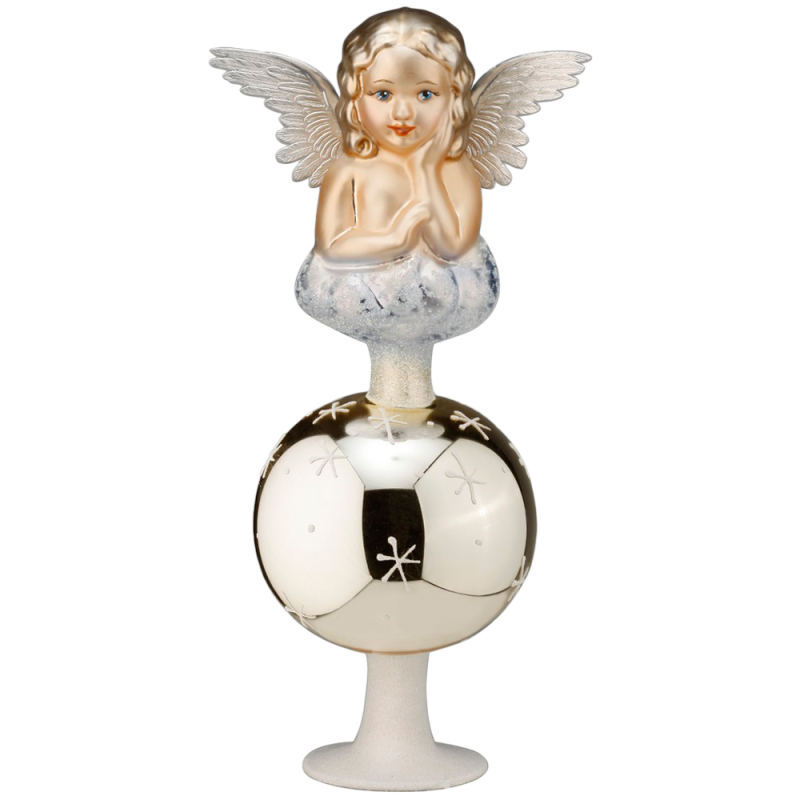 Spitze, Figuren Christbaumspitze Sanfter Engel Ø 8cm / 22cm Inge-Glas Christbaumschmuck