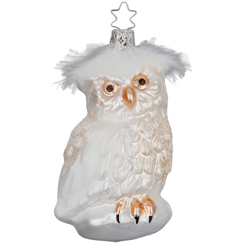 Schneeeule, Eule, Glasvogel 10,5cm Inge-Glas® Weihnachtsschmuck Christbaumschmuck