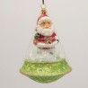 Nikolaus Ufo-Ornament Eislack grün 11cm x 14cm Schatzhauser Weihnachtsschmuck