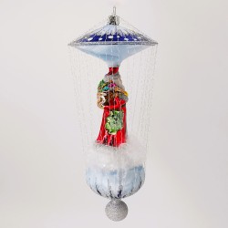 Nikolaus Schirm-Ornament Eislack blau 10cm x 23cm Schatzhauser Weihnachtsschmuck