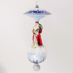 Nikolaus Schirm-Ornament Eislack blau 10cm x 23cm Schatzhauser Weihnachtsschmuck