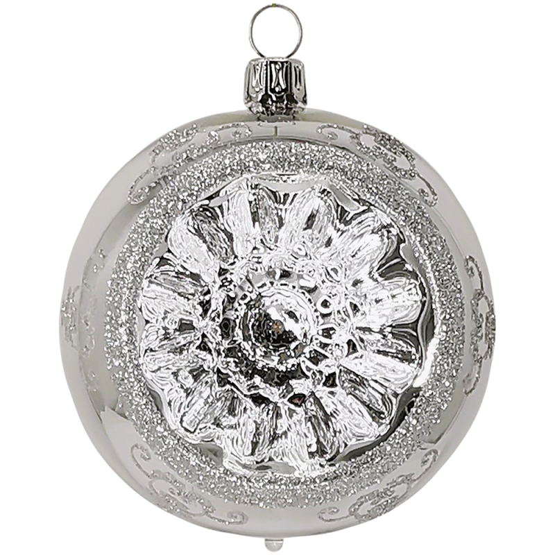 Reflexkugel silber glänzend Ø8cm Schatzhauser Thüringer Glas und Weihnachtsschmuck