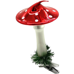 Pilz, Fliegenpilz mit schrägem Hut, 10cm auf Clip - Schatzhauser Weihnachtsschmuck