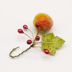 Apfel Fruchtstand perlmutt mit Blatt, kleines Kunsthandwerk Schatzhauser Weihnachtsschmuck