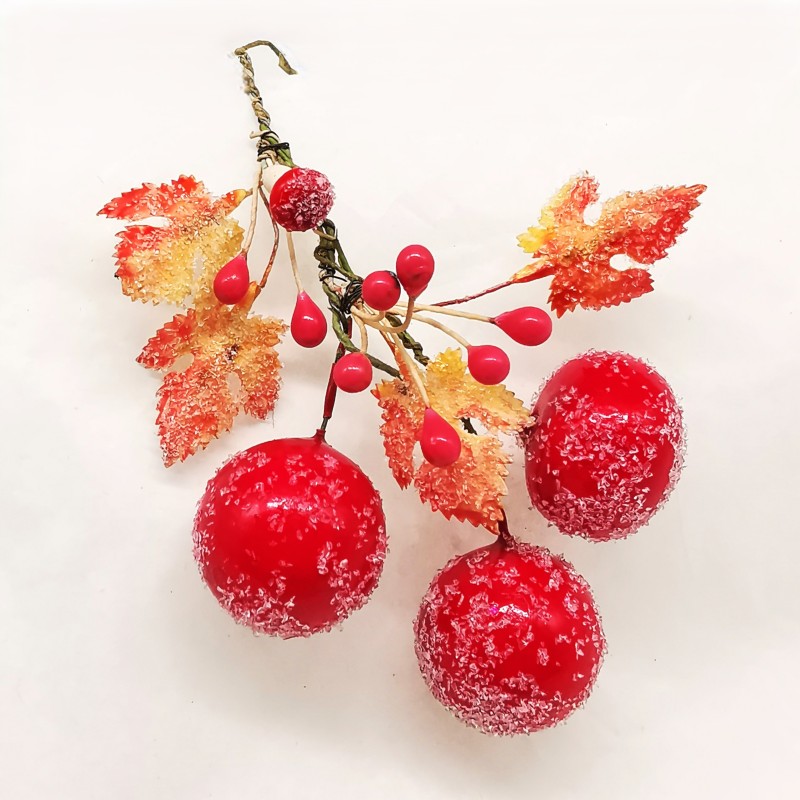 Kirschbeeren Fruchtstand mit Pilz, kleines Kunsthandwerk Schatzhauser Weihnachtsschmuck