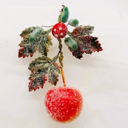 Apfel Fruchtstand grün mit Pilz, kleines Kunsthandwerk Schatzhauser Weihnachtsschmuck