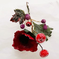 Rote Beeren Fruchtstand mit Mohn, kleines Kunsthandwerk Schatzhauser Weihnachtsschmuck