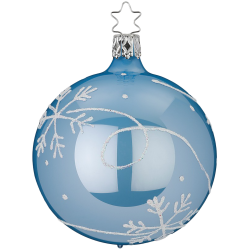 Christbaumkugel Winterzauber azurblau opal Ø 8cm Inge-Glas® Christbaumschmuck