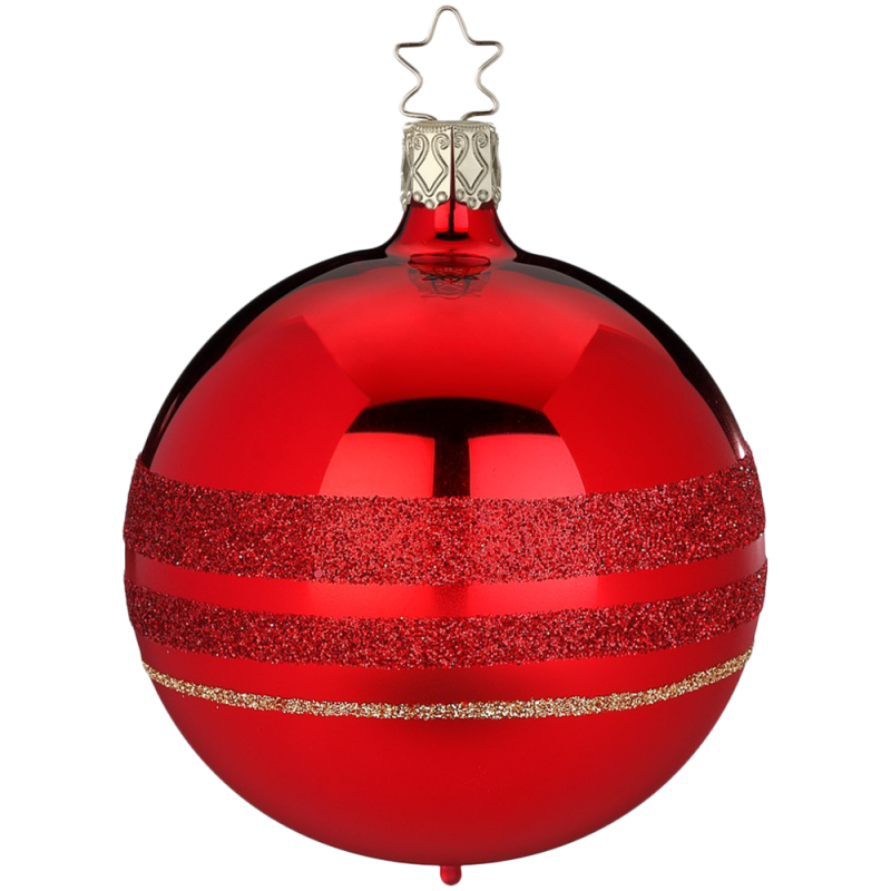 Christbaumkugel Goldener Schimmer rot glänzend Ø 8cm Inge-Glas® Christbaumschmuck