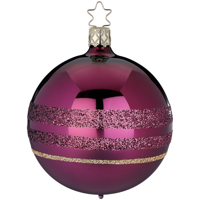 Christbaumkugel Goldener Schimmer Feige Violett glänzend Ø 8cm Inge-Glas® Christbaumschmuck