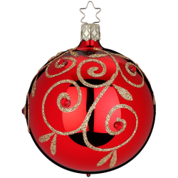 Christbaumkugel Strahlende Leidenschaft rot glänzend Ø 8cm Inge-Glas® Christbaumschmuck