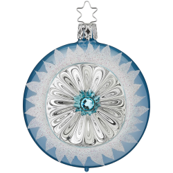 Reflexkugel, Weihnachtskugel Winterjubel Azurblau opal Ø 8cm Inge-Glas® Christbaumschmuck