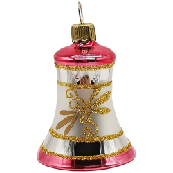 Glocke Lauscha Nostalgie rot Ø 5cm - Schatzhauser Christbaumschmuck