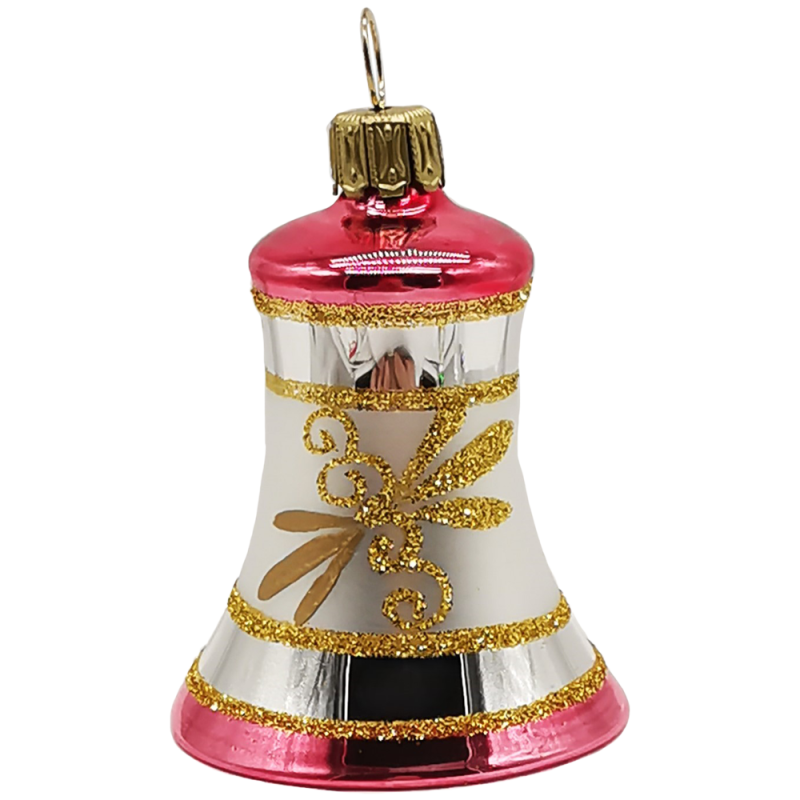 Glocke Lauscha Nostalgie rot Ø 5cm - Schatzhauser Christbaumschmuck