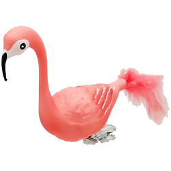 Flamingo Glasvogel 10cm/14cm mit Naturfedern Schatzhauser Weihnachtsschmuck, Lauschaer Glaskunst