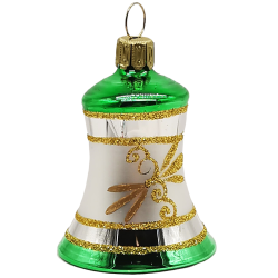 Glocke Lauscha Nostalgie grün Ø 5cm - Schatzhauser Christbaumschmuck