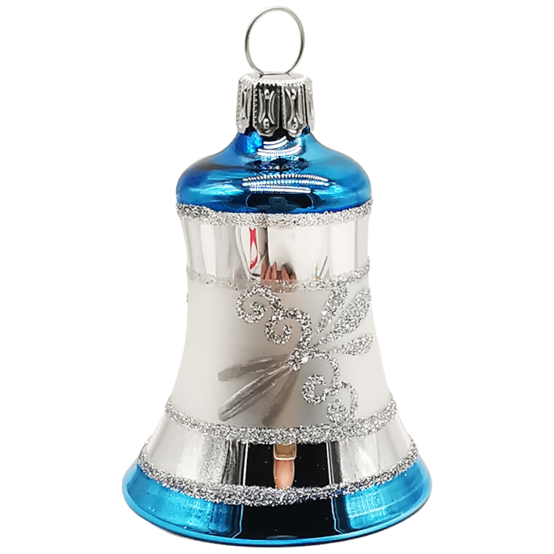 Glocke Lauscha Nostalgie blau Ø 5cm - Schatzhauser Christbaumschmuck