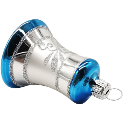 Glocke Lauscha Nostalgie blau Ø 5cm - Schatzhauser Christbaumschmuck