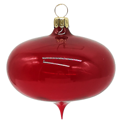 Weihnachtskugel Zwiebelform 8cm Durchmesser, transparent, stierblutrot, Thüringer Glasschmuck, Lauschaer Glaskunst