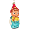 Pinocchio rot / türkis 10cm - Schatzhauser Christbaumschmuck, Lauschaer Glaskunst