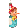 Pinocchio rot / türkis 10cm - Schatzhauser Christbaumschmuck, Lauschaer Glaskunst