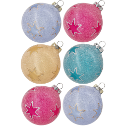 Weihnachtskugel Set, Sterne Sand Ø 8cm - Schatzhauser Weihnachtschmuck