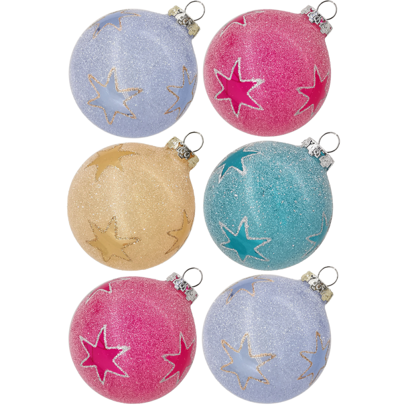 Weihnachtskugel Set, Sterne Sand Ø 8cm - Schatzhauser Weihnachtschmuck Weihnachtskugel Set, Sterne Sand Ø 8cm - Schatzhauser Weihnachtschmuck