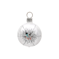 Christbaumkugel Ø4cm, großer Silberstern, Eislack weiss - Schatzhauser Weihnachtsschmuck