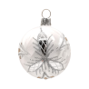 Christbaumkugel Ø6cm, Waffel silber, Eislack weiss - Schatzhauser Weihnachtsschmuck