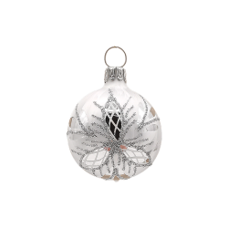 Christbaumkugel Ø4cm, Waffel silber, Eislack weiss - Schatzhauser Weihnachtsschmuck