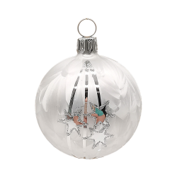 Christbaumkugel Ø6cm, Sternregen, Eislack weiss - Schatzhauser Weihnachtsschmuck