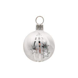 Christbaumkugel Ø4cm, Sternregen, Eislack weiss - Schatzhauser Weihnachtsschmuck