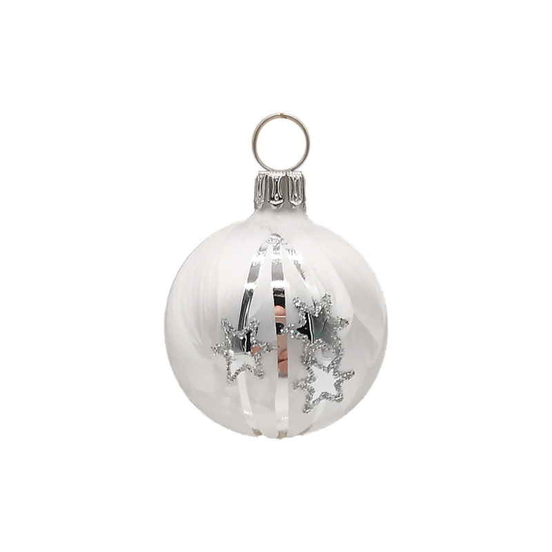 Christbaumkugel Ø4cm, Sternregen, Eislack weiss - Schatzhauser Weihnachtsschmuck