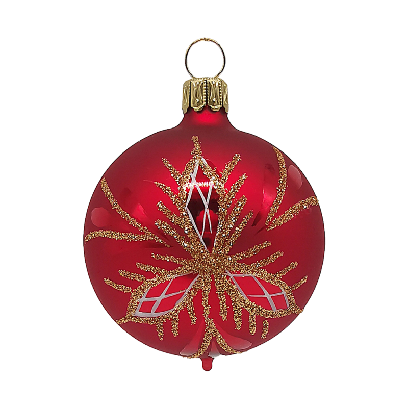 Christbaumkugel Ø6cm, rot matt, Waffelmuster - Schatzhauser Weihnachtsschmuck