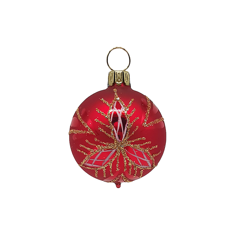 Christbaumkugel Ø4cm, rot matt, Waffelmuster - Schatzhauser Weihnachtsschmuck
