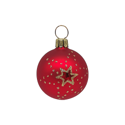 Christbaumkugel Ø4cm, rot matt, Doppelstern - Schatzhauser Weihnachtsschmuck