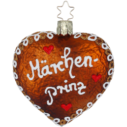 Lebkuchen Herz, Mein Märchenprinz, Pfefferkuchen Weihnachtsgebäck 9cm - Inge-Glas Weihnachtsschmuck