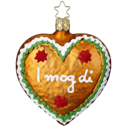 Lebkuchenherz I mog di, Pfefferkuchen Herz Weihnachtsgebäck 9cm - Inge-Glas Weihnachtsschmuck