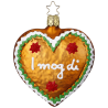 Lebkuchenherz I mog di, Pfefferkuchen Herz Weihnachtsgebäck 9cm - Inge-Glas Weihnachtsschmuck