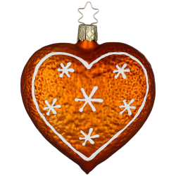 Lebkuchenherz, Pfefferkuchen Weihnachtsgebäck 9cm - Inge-Glas Weihnachtsschmuck