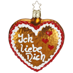 Lebkuchenherz Ich liebe Dich, Pfefferkuchen Herz Weihnachtsgebäck 9cm - Inge-Glas Weihnachtsschmuck