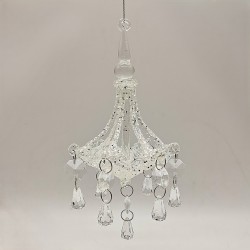 Glas Kronleuchter 16cm, Chandelier klarer Schneeglitzer - Glaschristbaumschmuck