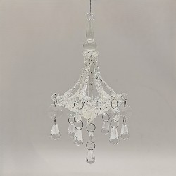 Glas Kronleuchter 16cm, Chandelier klarer Schneeglitzer - Glaschristbaumschmuck