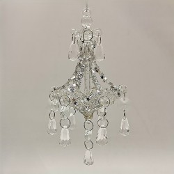 Glas Kronleuchter 14cm, Chandelier silberner Sternglitzer - Glaschristbaumschmuck