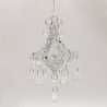 Glas Kronleuchter 14cm, Chandelier silberner Sternglitzer - Glaschristbaumschmuck