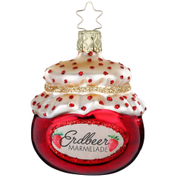 Erdbeermarmelade 6,5cm süßes Frühstück - Inge-Glas Weihnachtsschmuck